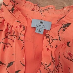 CeCe Vibrant Coral Floral Dress